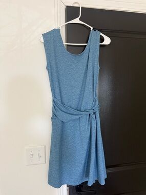Patagonia Sleeveless Heathered Blue Knot-Waist Mini Dress